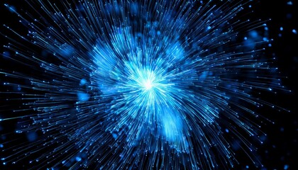 abstract animation of vibrant blue particles bursting outward in a firework effect on a black background rendered in smooth 60 fps