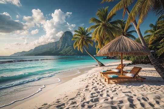 Inviting Tropical Beach Composition for a Relaxing Summer Vacation