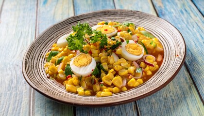 spicy corn and salted egg salad thai food