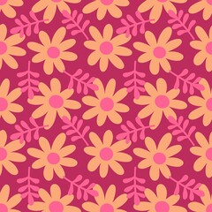 Fototapeta premium Abstract floral seamless flowers pattern for wrapping paper and fabrics and kids