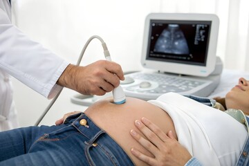 Medical Ultrasound Examination of a Pregnant Woman