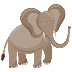Jungle animal clipart. Cute elephant character. Hand drawn vector illustration. 