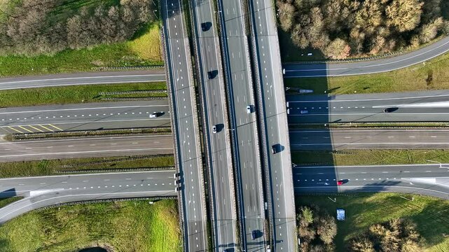  Aerial  topshot from junction Rijnsweerd near Utrecht in the Netherlands