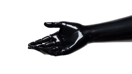 Robotic black hand designed for various applications in technology and robotics environments during a showcase event