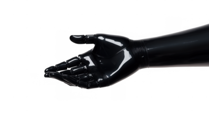 Robotic black hand designed for various applications in technology and robotics environments during a showcase event