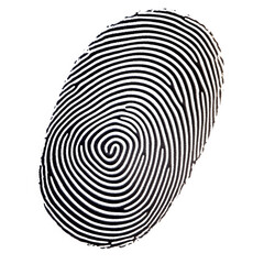 Creative black and white fingerprint design with swirling patterns and a transparent background suitable for various art and design projects