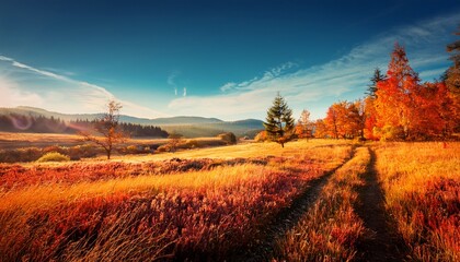 art abstract art rural landscape autumn sunny meadow