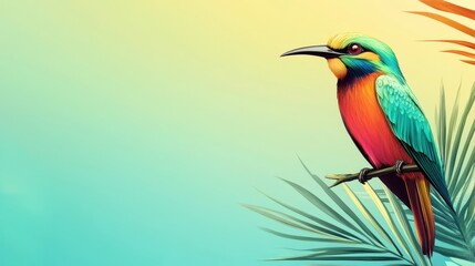 Obraz premium A Vibrant Colorful Bird Perched on a Branch Observing its Surroundings
