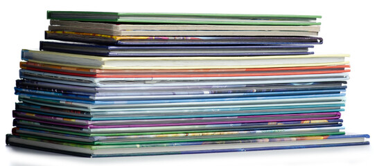 Colorful stacked books on white background isolation