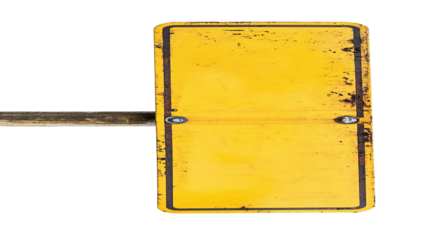 Yellow street sign, cut out. Isolated on a transparent background.