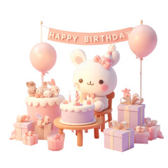 happy birthday cake with candles 3D Cute