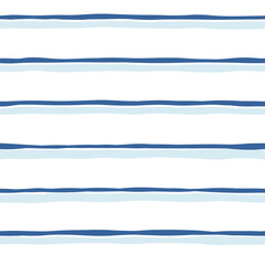 Blue stripes seamless pattern. Cute baby lines print. Watercolor sea stripes background