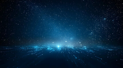 Deep Blue Abstract Background With Glowing Particles And Starry Sky Effect Digital Art