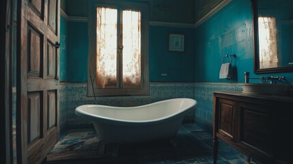 Vintage-style bathroom with a classic freestanding bathtub
