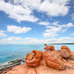 Exciting  view of Red Rocks (is Scoglius Arrubius) on Cea beach.