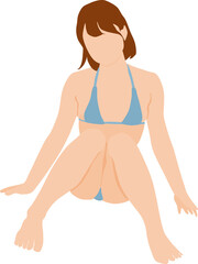 ポーズをとる水着を着た女性のイラスト