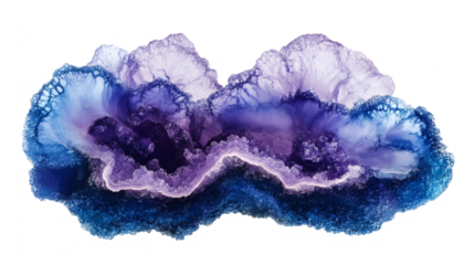 A blue and purple flow abstract painting stroke watercolor isolated on a white background. The soft, dreamy texture and calming colors create a peaceful and ethereal atmosphere.