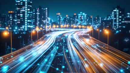 Fototapeta premium Dynamic Neon Urban Night Scene