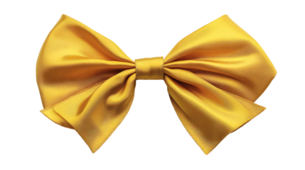 A luxurious golden satin bow with a glossy texture and beautifully curved ribbons. Flawless Symmetry, Representing Celebration and Elegance 3D. Christmas and New Year holiday decoration.