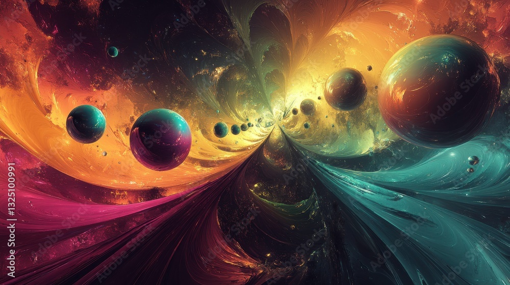 Wall mural ethereal journey through abstract elements of light