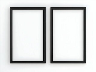 3D Render Two Black Frames on White Background