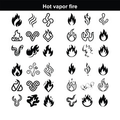Fire Icons - Classic Line Series Set of red and orange fire flame. Set of fire icons. Flame design of different shapes. Bonfire images Flame Editable Stroke Line Icons Hot vapor fire silhouette