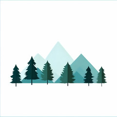 Obraz premium Winter Mountain Illustration Green Trees
