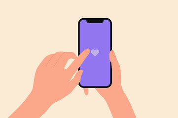 Finger touches  in hand holding smartphone screen