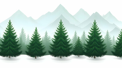 Winter Mountain Forest Illustration