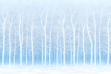 Winter Birch Forest Illustration: Serene Snowscape