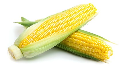Raw corn cob isolated on white background