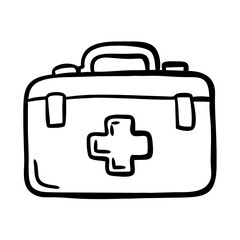 Obraz premium First Aid Kit icon, medical supplies, safety awareness concept