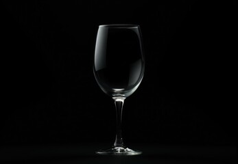 Empty Wine Glass on Black Background