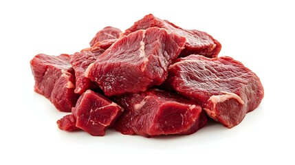 Obraz premium Falling raw beef meat isolated on white