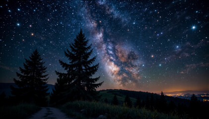 Fototapeta premium a close-up of a cute, cartoonish fox with large, expressive brown eyes and a friendly smile. The fox has orange fur with a white collar and is set against a blurred background of a forest