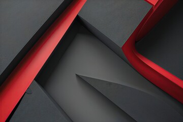 Contemporary Charcoal Canvas Featuring Bold Red Highlights