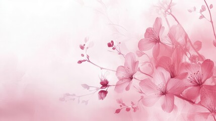 Fototapeta premium Delicate pink flowers and branches gracefully displayed in an image