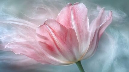 Fototapeta premium A delicate pink tulip flower isolated against a soft background