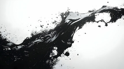 Abstract Black Ink Splash On White Background