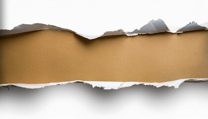 an isolated ripped torn paper edge on a transparent or white background for use in creative designs