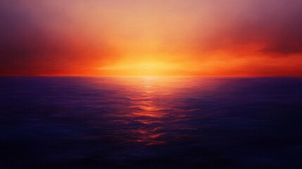 Fototapeta premium Vibrant Orange And Purple Sunset Over Calm Ocean