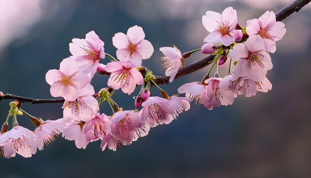 sakura flowers blooming in springtime a bunch of wild himalayan cherry blossom pink flowers on tree twig