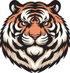 Fat tiger head cartoon vector illustration