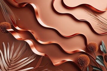Stylish Wavy Design Elements on Warm Copper Background for Eye-Catching Banners and Graphics