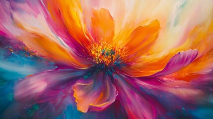 Obraz premium Vibrant Colorful Flower Painting Abstract Art