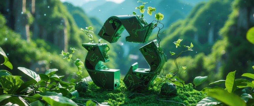 Reducing carbon footprint, net zero target, product recycling, circular economy idea. Environmental protection and limiting climate change. Safeguarding for reducing carbon footprint against a gree...