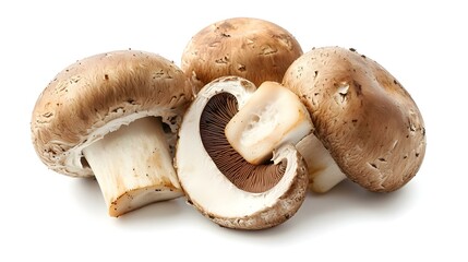 Champignon mushrooms close-up isolated on white