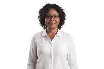 portrait of senior woman smiling isolated on transparent background