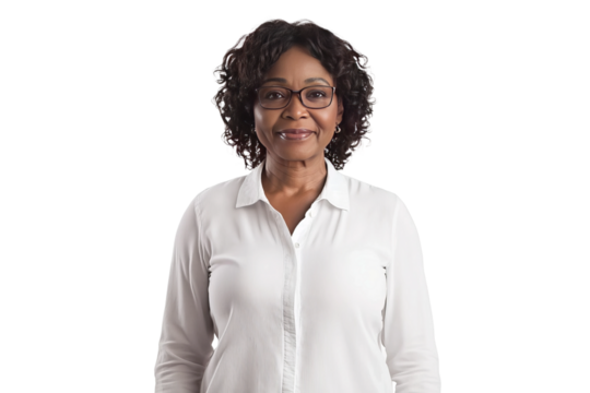 portrait of senior woman smiling isolated on transparent background