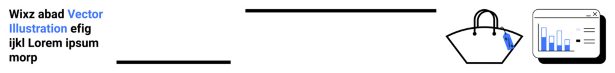 Shopping bag paired with downward arrow symbolizing discounts or e-commerce, alongside tablet showing analytics and graphs. Ideal for retail, finance, marketing, data tracking, e-commerce, sales